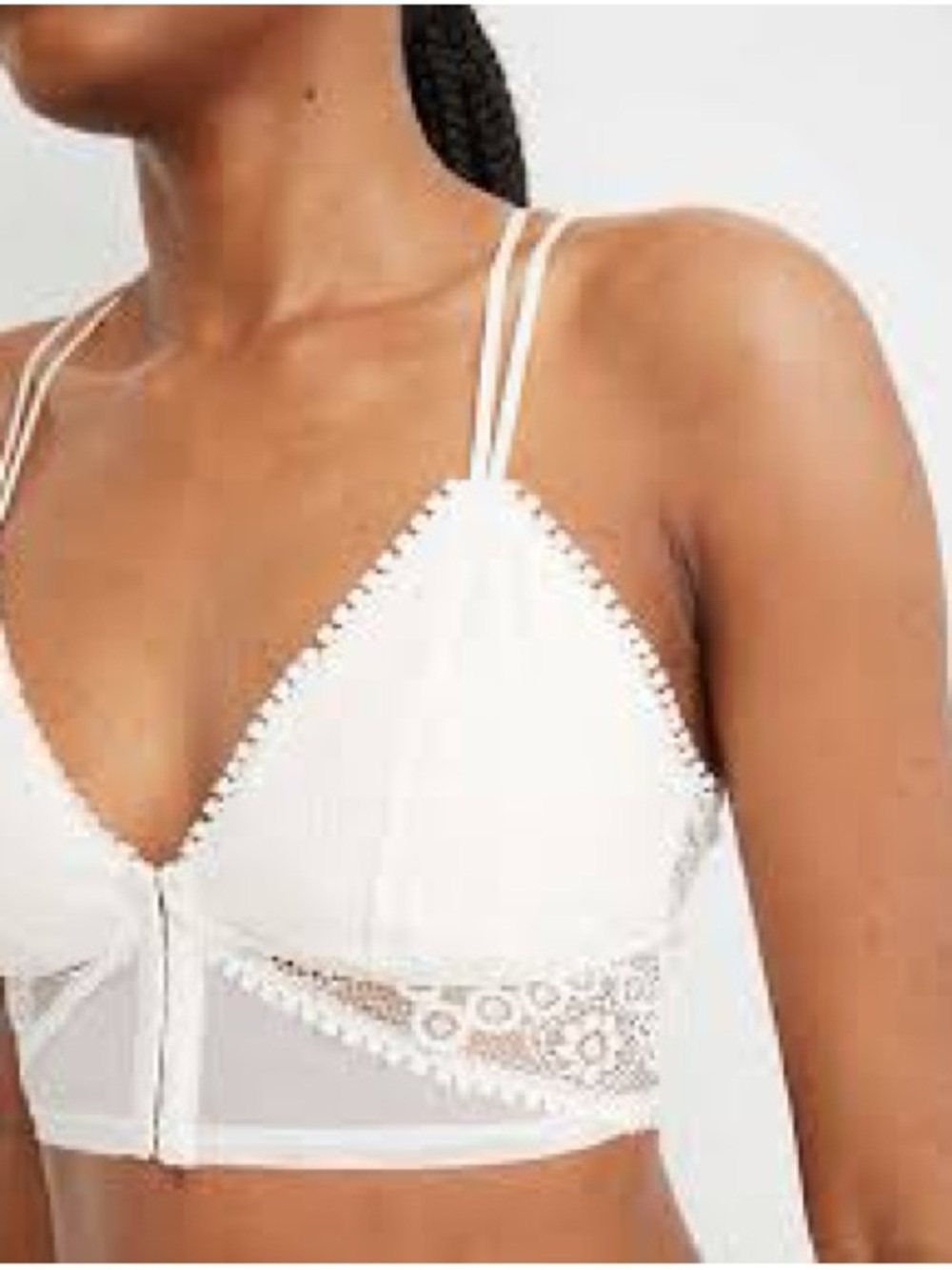 Aerie Joy Lace Padded Longline Bralette Size XXL White Strappy NWOT